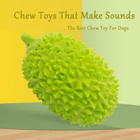 HKM-5754173 Durian-Shaped Chew Toy for Dogs - Squeaky Dental Toy for Small to Medium Pets, Milk-Flavored, Teeth Cleaning and Training