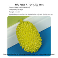 HKM-5754173 Durian-Shaped Chew Toy for Dogs - Squeaky Dental Toy for Small to Medium Pets, Milk-Flavored, Teeth Cleaning and Training