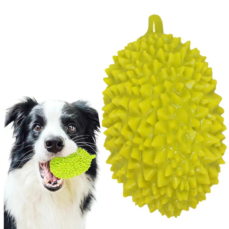 HKM-5754173 Durian-Shaped Chew Toy for Dogs - Squeaky Dental Toy for Small to Medium Pets, Milk-Flavored, Teeth Cleaning and Training