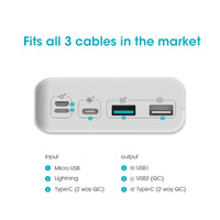 HKM-575507 30000mAh Portable External Battery with QC Two-Way Fast Charging for Phones and Tablets