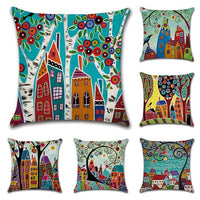 HKM-575507 Abstract Style Linen Pillowcase - 45x45cm Decorative Cushion Cover