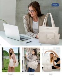 HKM-575507 Stylish 15.6 Inch Laptop Tote Bag for Work with Multiple Pockets for Women