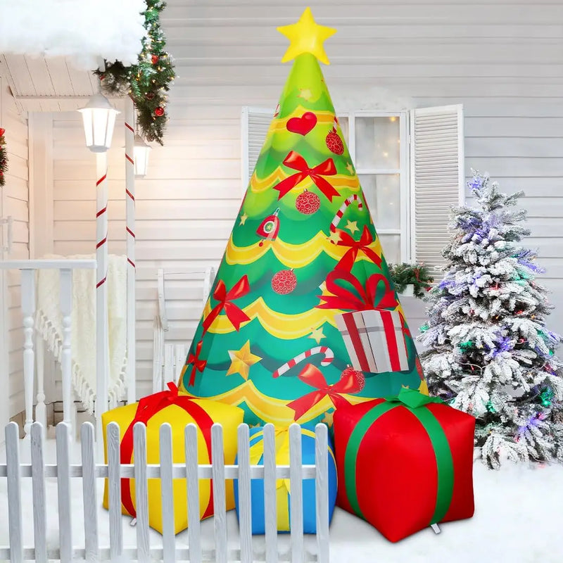 HKM-575571 7 FT Inflatable Christmas Tree with LED Lights for Outdoor Holiday Decor