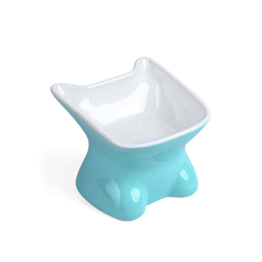 HKM-5756861 Ceramic Pet Bowl with High Feet and Oblique Mouth for Cervical Spine Support - Available in Multiple Colors