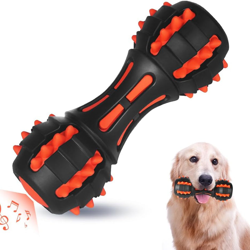 HKM-5758141 Durable Rubber Dumbbell Squeaky Toy for Medium & Large Dogs - Ideal for Aggressive Chewers