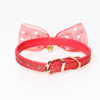 HKM-5758653 Bright Colors PU Pet Collar with Chain Ring - Available in Gold, Blue, Brown, Red, Pink