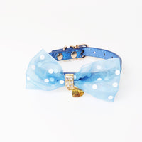 HKM-5758653 Bright Colors PU Pet Collar with Chain Ring - Available in Gold, Blue, Brown, Red, Pink