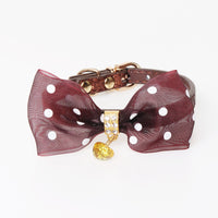 HKM-5758653 Bright Colors PU Pet Collar with Chain Ring - Available in Gold, Blue, Brown, Red, Pink