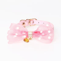 HKM-5758653 Bright Colors PU Pet Collar with Chain Ring - Available in Gold, Blue, Brown, Red, Pink