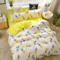 HKM-575955 Brushed Soft Cotton Four-Piece Bedding Set with Various Floral Designs