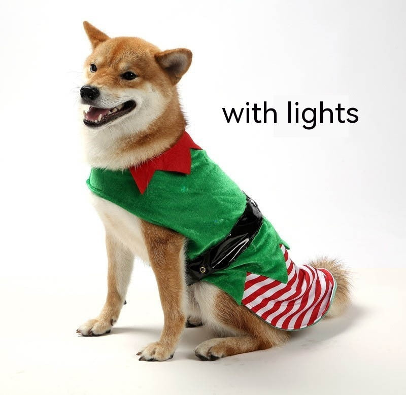 HKM-5760829 Cozy Green Elf Dog Clothes for Holiday Festivities