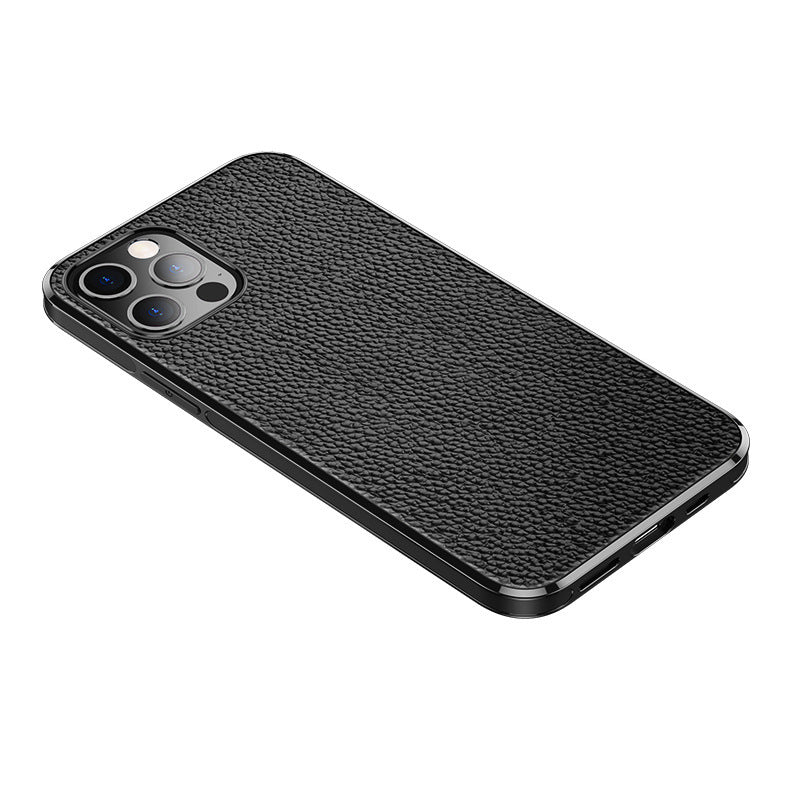 HKM-576211 Lychee Leather Texture TPU Mobile Phone Case for Apple Devices with Car Magnetic Soft Cover