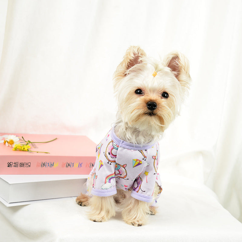 HKM-5762237 Cozy Cotton Dog Pajamas for All Seasons in Purple, Sizes XS to XXL