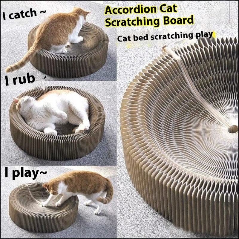 HKM-5762621 Accordion Cat Scratch Board with Catnip - Durable Corrugated Paper Design for Active Play
