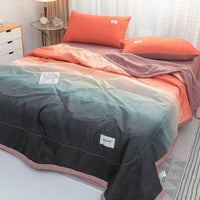 HKM-576275 Summer Quilt Four-Piece Bedding Set - Machine Washable with Reactive Print and Cool Fiber Material