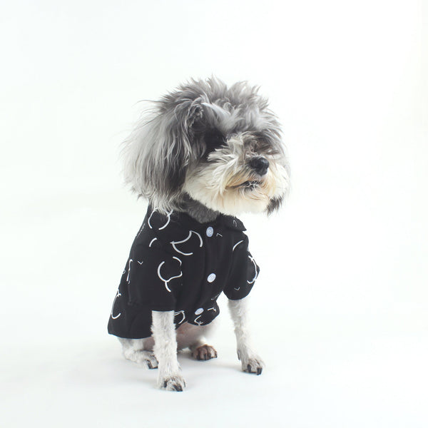 HKM-5763005 Casual Black Letter Cotton Shirt for Pets - Trendy Style in Various Sizes