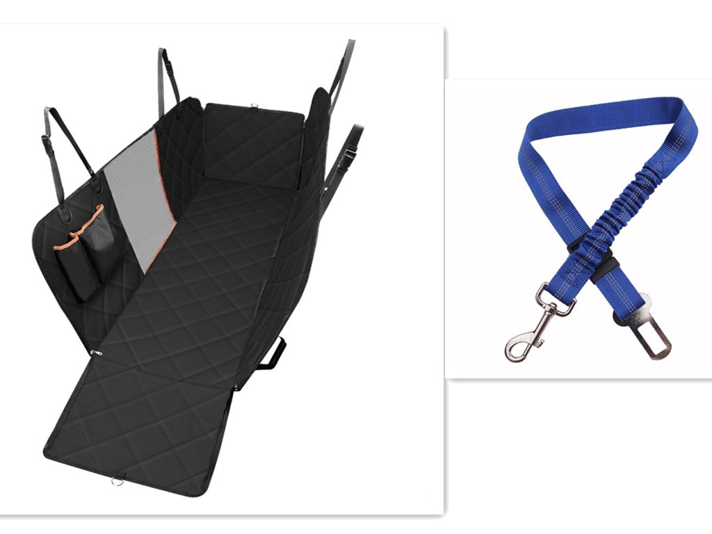 HKM-5764285 Durable Waterproof Dog Car Seat Cover with Mesh Windows and Safety Buckle for Travel