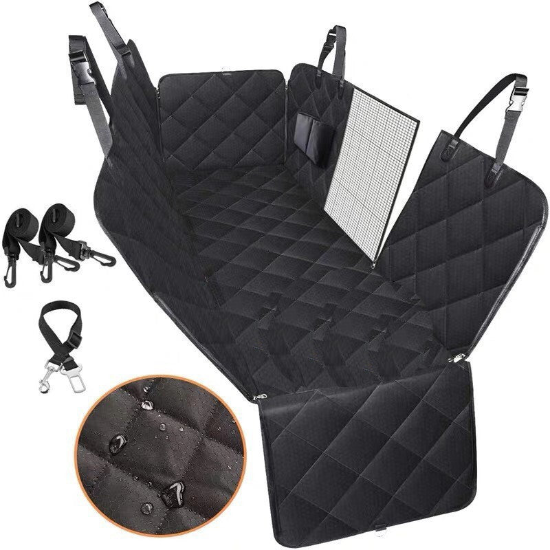 HKM-5764285 Durable Waterproof Dog Car Seat Cover with Mesh Windows and Safety Buckle for Travel