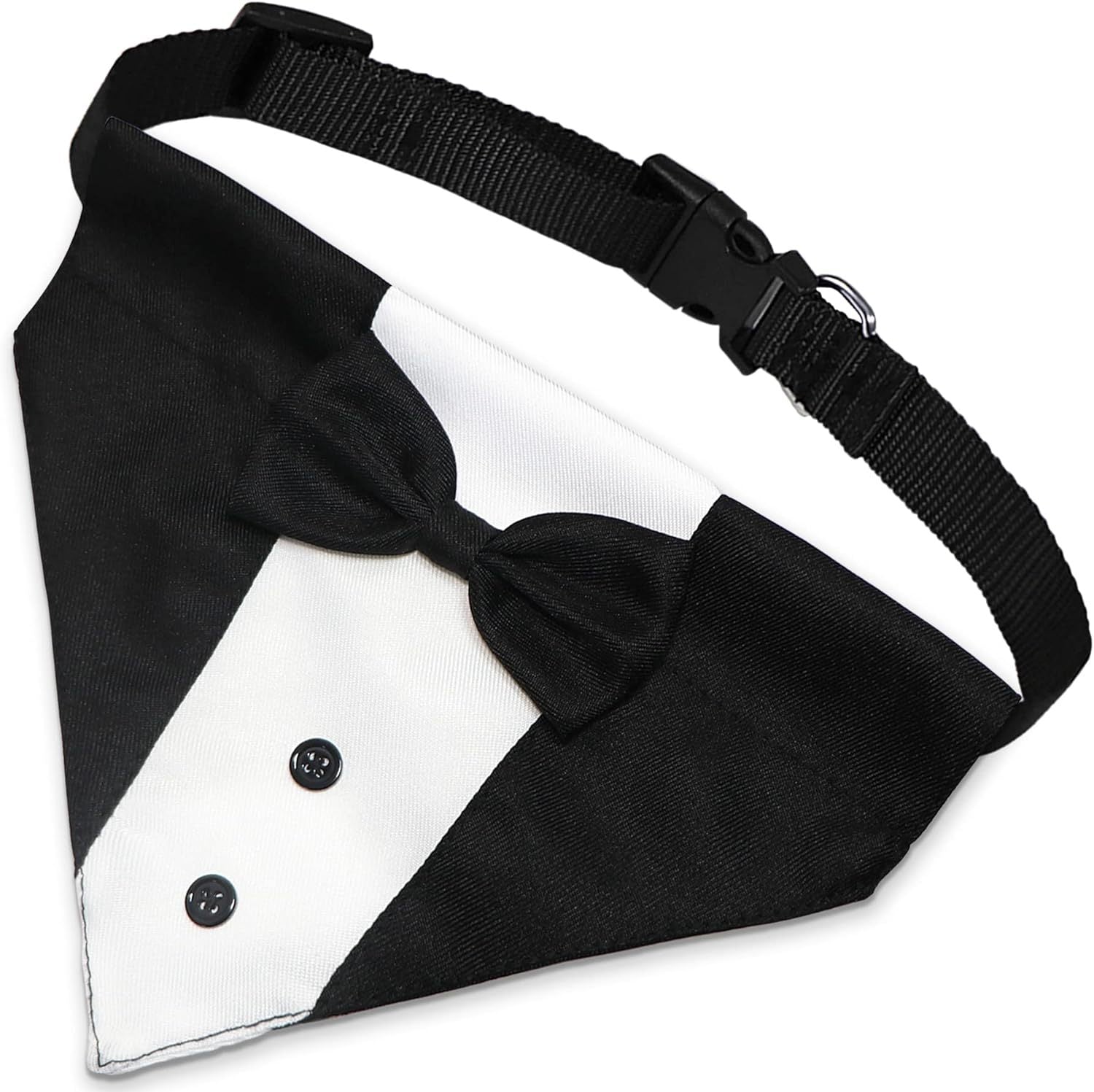 HKM-5764669 Adjustable Dog Tuxedo Suit with Bow Tie and Bandana for Weddings and Special Occasions