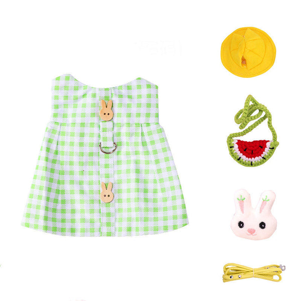 HKM-5764797 Cute Cartoon Summer Dress for Pets - Cotton Fabric, Multiple Color Options Available