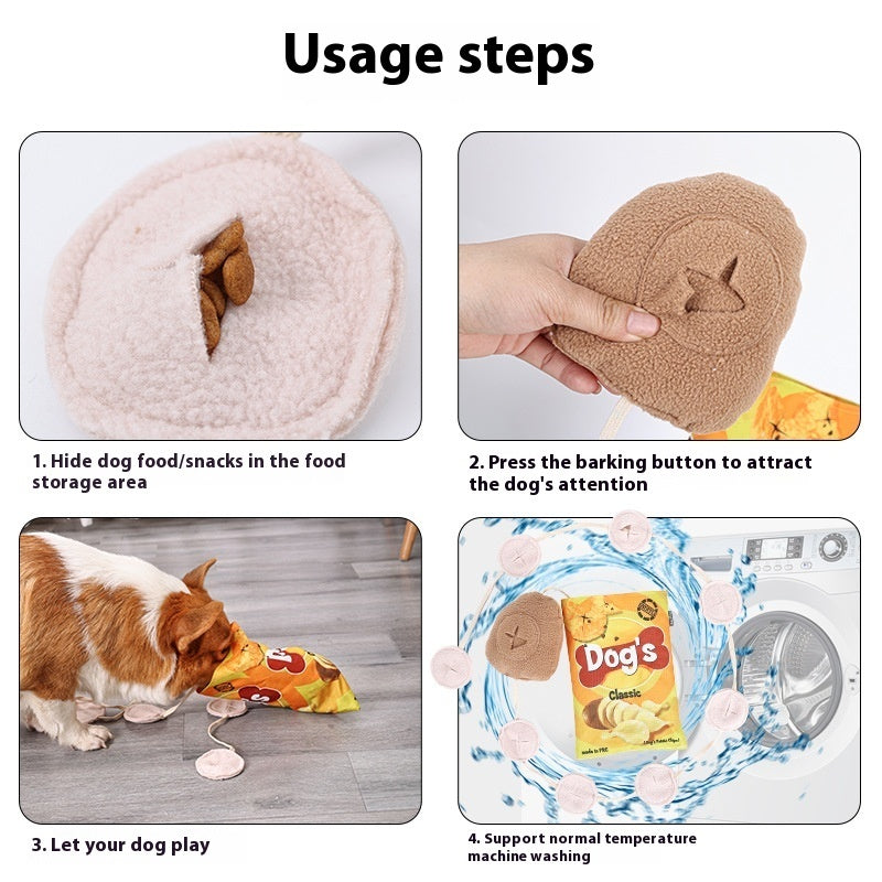 HKM-5765053 Dog Fashion Personality Potato Chips Plush Toy - Soft Polyester, Colorful, 17x23.5cm