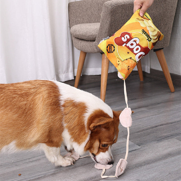 HKM-5765053 Dog Fashion Personality Potato Chips Plush Toy - Soft Polyester, Colorful, 17x23.5cm
