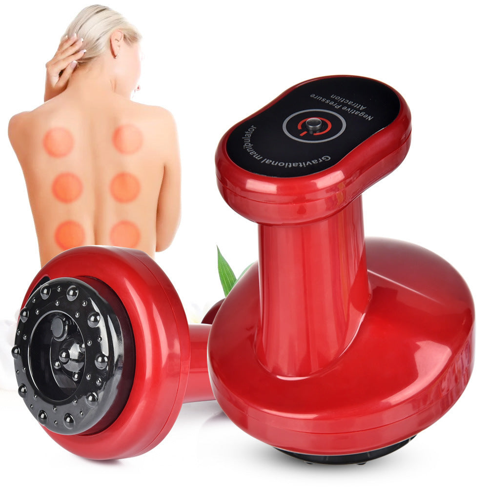 HKM-576531 Electric USB Gua Sha Scraping Massager with Cupping Function, 2-Speed Design, White/Red, Includes Accessories