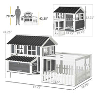 HKM-5766077 Cozy Outdoor Chicken Coop with Run for 1-2 Chickens, Wooden Structure, Easy Access and Cleaning