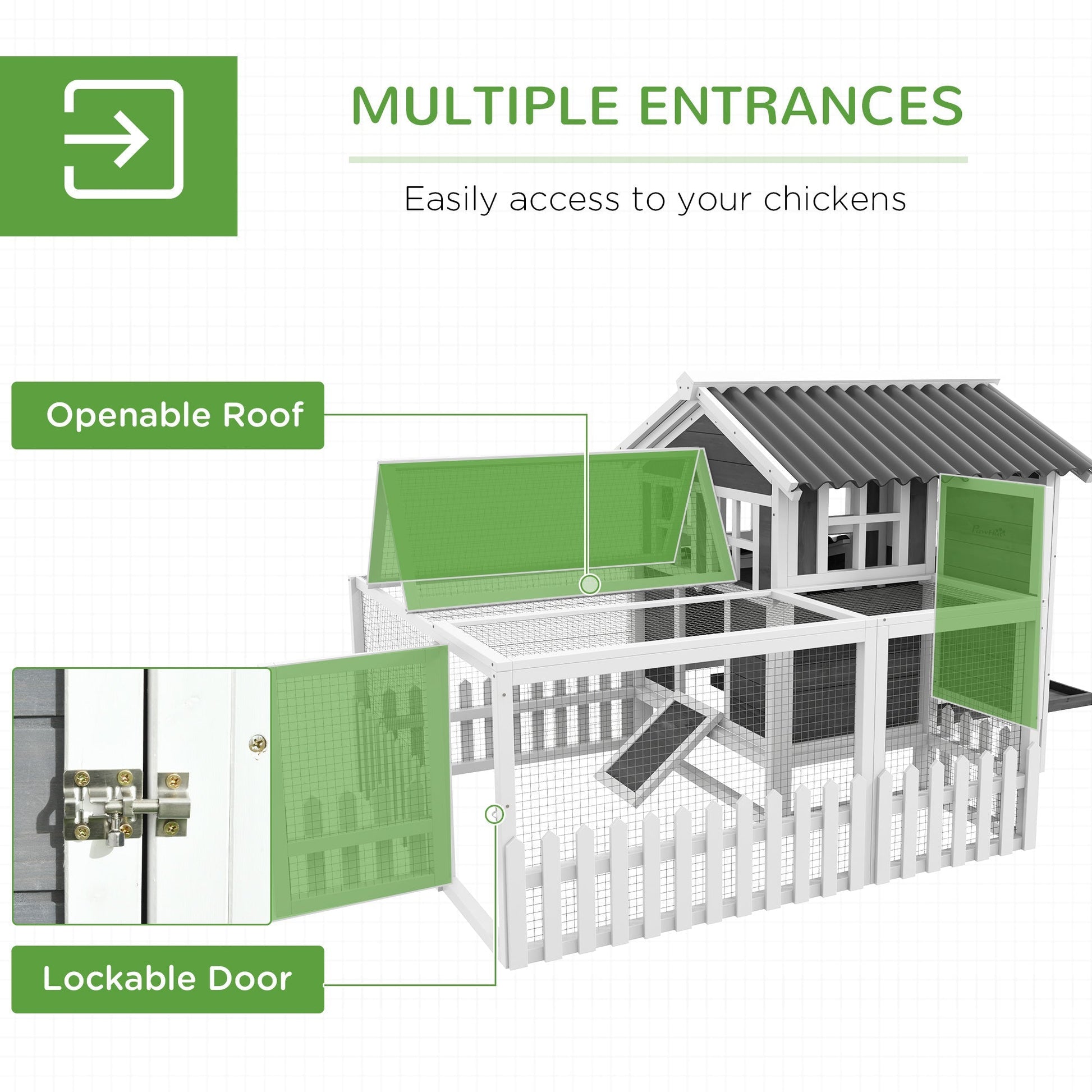 HKM-5766077 Cozy Outdoor Chicken Coop with Run for 1-2 Chickens, Wooden Structure, Easy Access and Cleaning