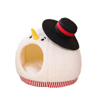 HKM-5766461 Cozy White Snowman Cat Nest for Winter Comfort, 38 x 40cm