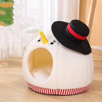 HKM-5766461 Cozy White Snowman Cat Nest for Winter Comfort, 38 x 40cm