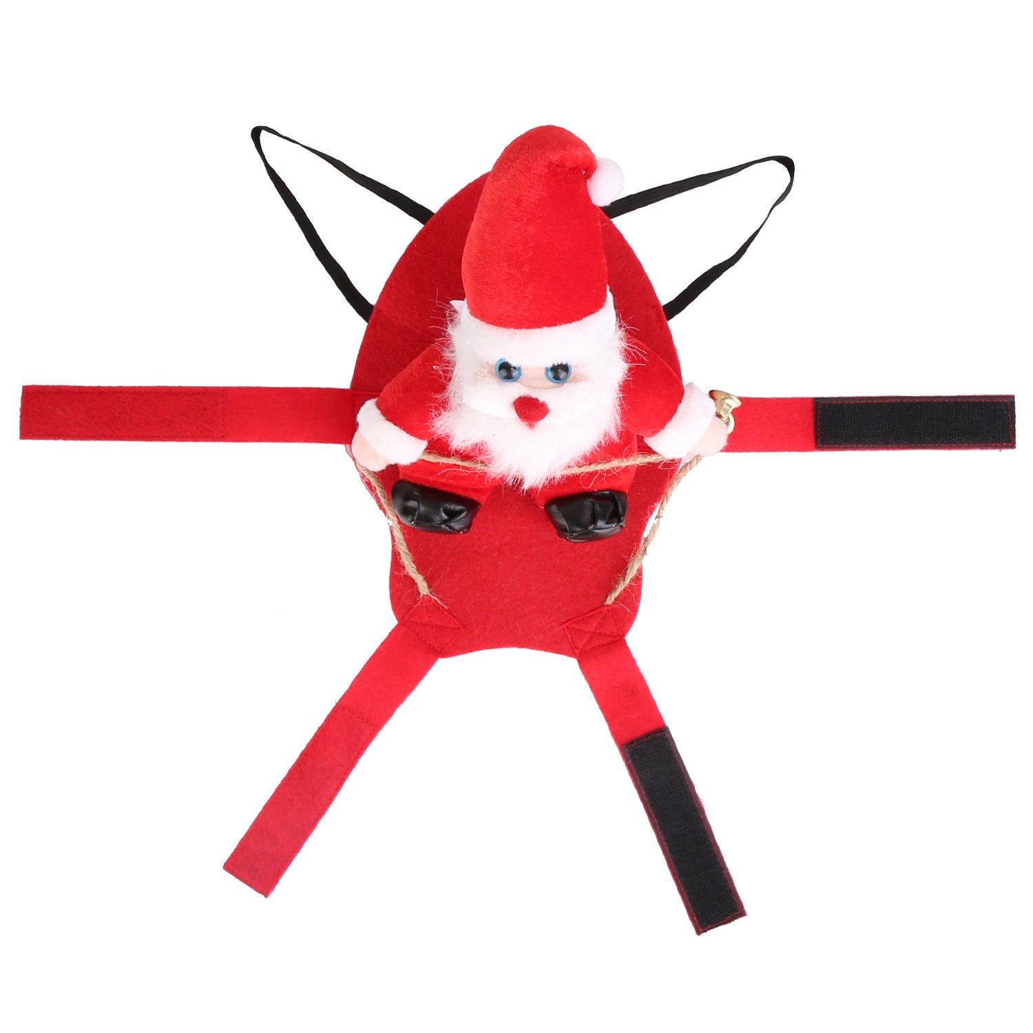 HKM-5766589 Pet Christmas Costume - Red Winter Coat with Riding Santa Claus Design, Adjustable Fit for Dogs and Cats, Multi-Size Options Available