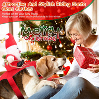 HKM-5766589 Pet Christmas Costume - Red Winter Coat with Riding Santa Claus Design, Adjustable Fit for Dogs and Cats, Multi-Size Options Available