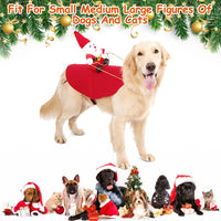 HKM-5766589 Pet Christmas Costume - Red Winter Coat with Riding Santa Claus Design, Adjustable Fit for Dogs and Cats, Multi-Size Options Available