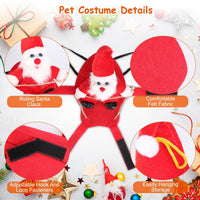 HKM-5766589 Pet Christmas Costume - Red Winter Coat with Riding Santa Claus Design, Adjustable Fit for Dogs and Cats, Multi-Size Options Available