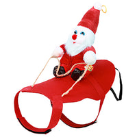 HKM-5766589 Pet Christmas Costume - Red Winter Coat with Riding Santa Claus Design, Adjustable Fit for Dogs and Cats, Multi-Size Options Available