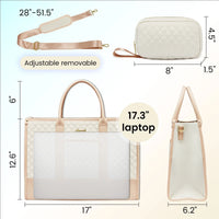 HKM-576659 Quilted Waterproof Laptop Tote Bag for Women, 15.6-Inch Work and Travel Shoulder Bag with Clutch