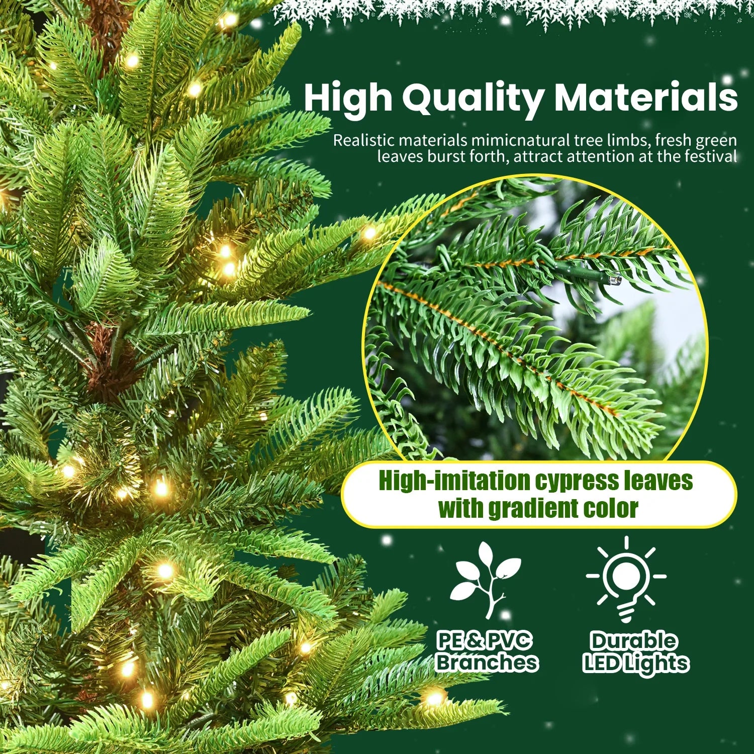 HKM-576723 6ft Warm Light Artificial Pine Christmas Tree for Indoor Home Decoration