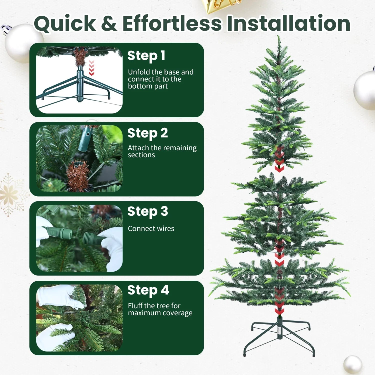 HKM-576723 6ft Warm Light Artificial Pine Christmas Tree for Indoor Home Decoration