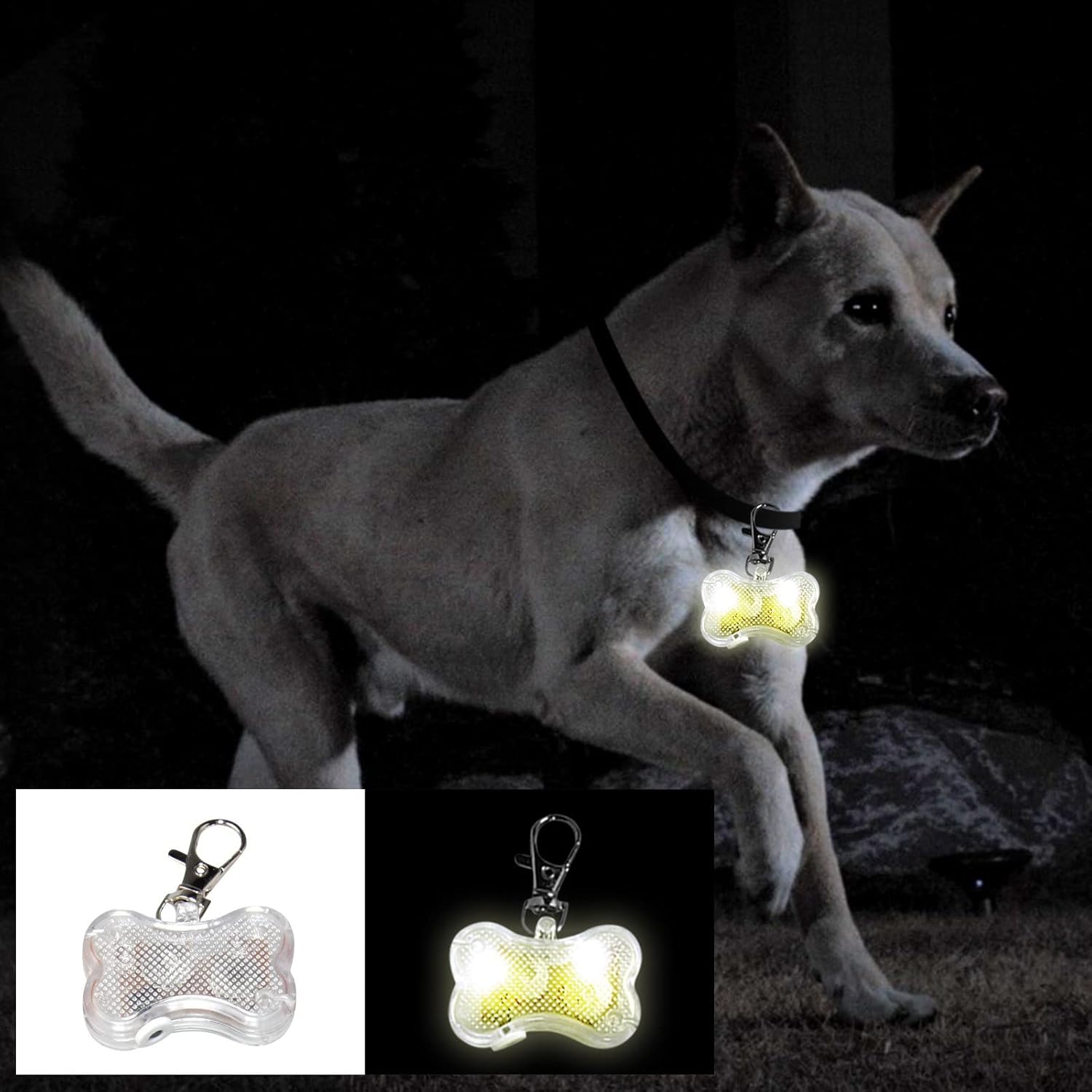 HKM-5769661 Luminous Anti-Lost Pendant for Cats and Dogs - LED Bone Shaped Collar Accessory