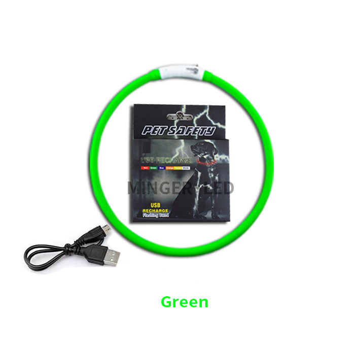 HKM-5770173 LED Silicone Pet Collar with USB Charging - Long Light and Flash Modes for Dogs and Cats