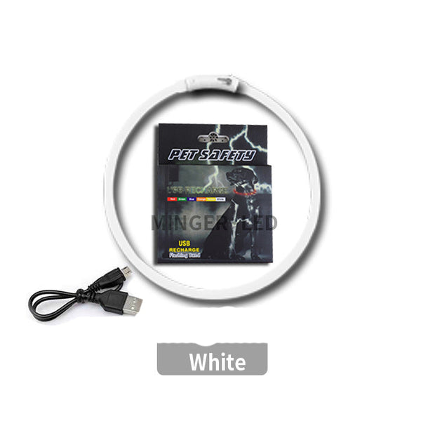 HKM-5770173 LED Silicone Pet Collar with USB Charging - Long Light and Flash Modes for Dogs and Cats