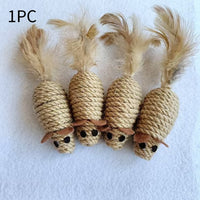 HKM-5770813 Sisal Round Molar Pet Toy with Cotton Strips for Engaging Chew Fun