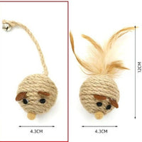 HKM-5770813 Sisal Round Molar Pet Toy with Cotton Strips for Engaging Chew Fun
