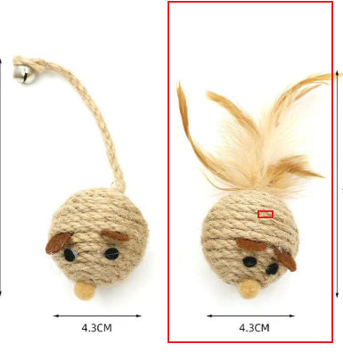 HKM-5770813 Sisal Round Molar Pet Toy with Cotton Strips for Engaging Chew Fun