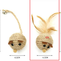 HKM-5770813 Sisal Round Molar Pet Toy with Cotton Strips for Engaging Chew Fun