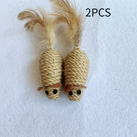 HKM-5770813 Sisal Round Molar Pet Toy with Cotton Strips for Engaging Chew Fun