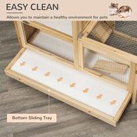 HKM-5771837 2-Tier Wooden Hamster Cage with Seesaw, Running Wheel & Tray for Small Animals