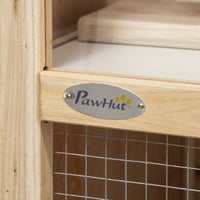 HKM-5771837 2-Tier Wooden Hamster Cage with Seesaw, Running Wheel & Tray for Small Animals