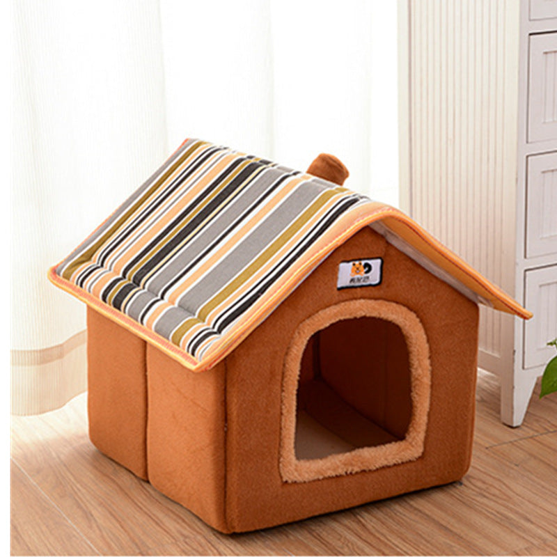 HKM-5772221 Cozy Removable Dog and Cat House for All Seasons - Available in Pink, Blue, Brown